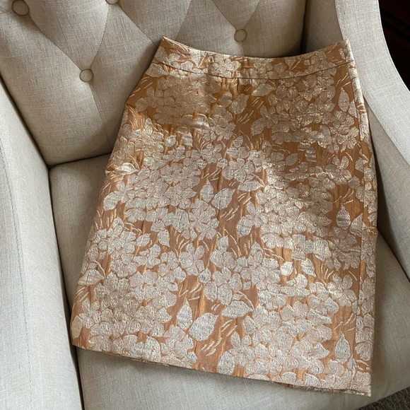 Talbots Womens Size 4 Pencil Straight Metallic Floral Lined Orange Vente… - Picture 4 of 5